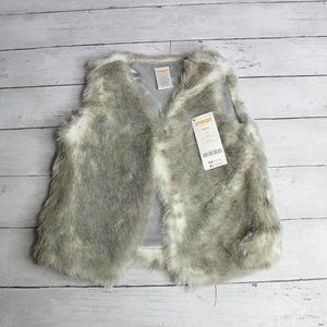 Gymboree Girl's Faux Fur Sleeveless Jacket Vest Size XS 3T 4T Plush Gray